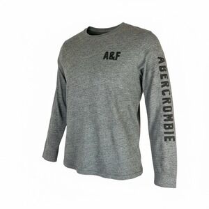 Abercrombie Fitch Men's XL Shirt Long Sleeve EUC Gray Logo Tee Stretch  Cotton